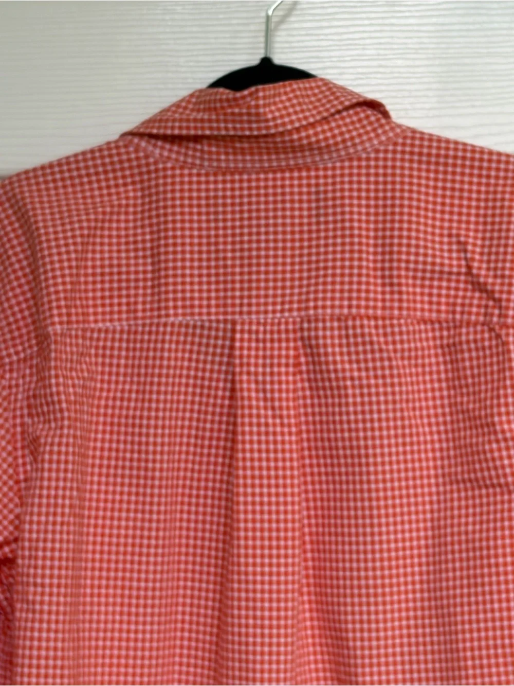 Ralph Lauren Boys L Cotton Poplin Shirt Orange White Gingham Button Down Preppy
